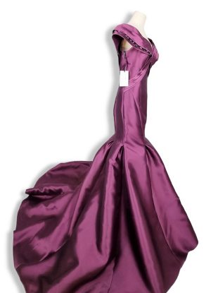 Haute Couture European Twill satin mermaid dress with unique design and crystal stones - Image 2