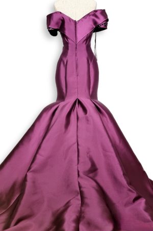 Haute Couture European Twill satin mermaid dress with unique design and crystal stones - Image 3