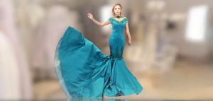 Spectacular turquoise mermaid satin events gown with illusion off shoulders neckline with beaded embroidered appliques for brides or big parties and shows