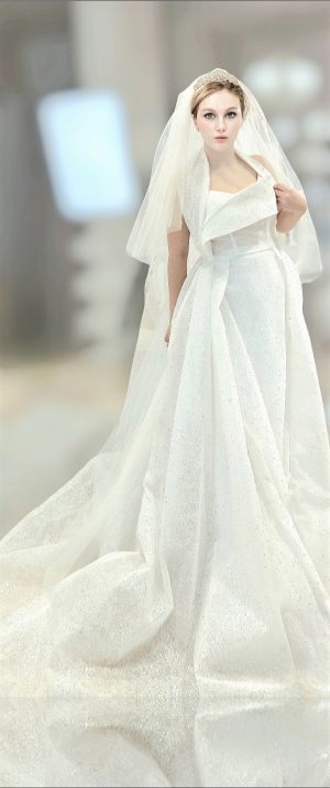 A line light Sparkling Wedding dress with customizable neckline by camellia boutique - Image 3