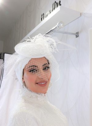 Bridal french veil with a turban by camellia boutique