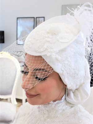 Bridal french veil with a turban by camellia boutique - Image 2